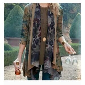 Soft Surroundings Women's Tea Gardens Topper Cardigan SZ XS